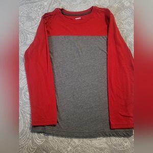 Boys' Long Sleeve Red/Grey Shirt / Size Medium